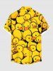 Plus Size Cute Duck Print Hawaii Button Pocket Shirt For Men -  