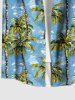 Plus Size Coconut Tree Sea Print Hawaii Button Pocket Shirt For Men -  