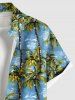 Chemise hawaïenne à poches boutonnées, imprimé cocotier et mer, grande taille, pour hommes - Bleu 2XL