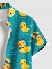 Plus Size Cute Duck Umbrella River Print Hawaii Button Pocket Shirt For Men -  