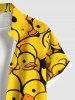 Men's Plus Size Cute Duck Print Hawaii Button Pocket Shirt -  