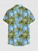 Plus Size Coconut Tree Sea Print Hawaii Button Pocket Shirt For Men -  