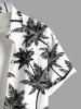 Plus Size Coconut Tree Two Tone Print Hawaii Button Pocket Shirt For Men -  