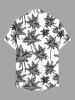 Plus Size Coconut Tree Two Tone Print Hawaii Button Pocket Shirt For Men -  