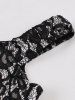 Zipper Floral Lace Lace-up Back Vintage Dress -  