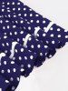 Polka Dots Print Buttons Square Neck Zipper Vintage Dress -  