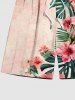 Short de Plage Hawaïen Fleur Feuille D'Hibiscus Imprimée de Grande Taille pour Homme - Rouge foncé 3XL