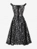 Robe Vintage Fleurie Zippée Au Dos à Lacets - Noir 2XL