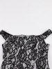 Robe Vintage Fleurie Zippée Au Dos à Lacets - Noir 2XL