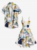 Plus Size Coconut Tree Ducks Sea Waves Ship Print Hawaii Cruise Tank Dress -  