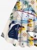 Plus Size Coconut Tree Ducks Sea Waves Ship Print Hawaii Cruise Tank Dress -  