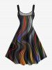 Robe Hawaiienne Imprimée Arc-en-ciel Colorée Grande Taille - Noir 2X