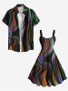 Robe Hawaiienne Imprimée Arc-en-ciel Colorée Grande Taille - Noir 2X