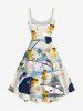 Plus Size Coconut Tree Ducks Sea Waves Ship Print Hawaii Cruise Tank Dress -  