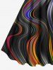 Plus Size Colorful Rainbow Light Beam Curve Print Hawaii Tank Dress -  