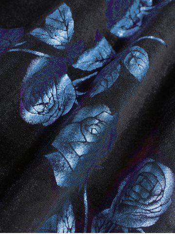 Plus Size Glitter Rose Flower Gilding Lace Up Pocket A Line Velvet Tank Cottagecore Dress