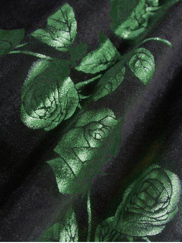 Plus Size Glitter Rose Flower Gilding Lace Up Pocket A Line Velvet Tank Cottagecore Dress