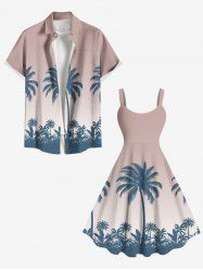 Coconut Tree Ombre Print Plus Size Matching Hawaii Beach Outfit For Couples -  