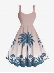 Plus Size Coconut Tree Ombre Print Hawaii Tank Dress -  