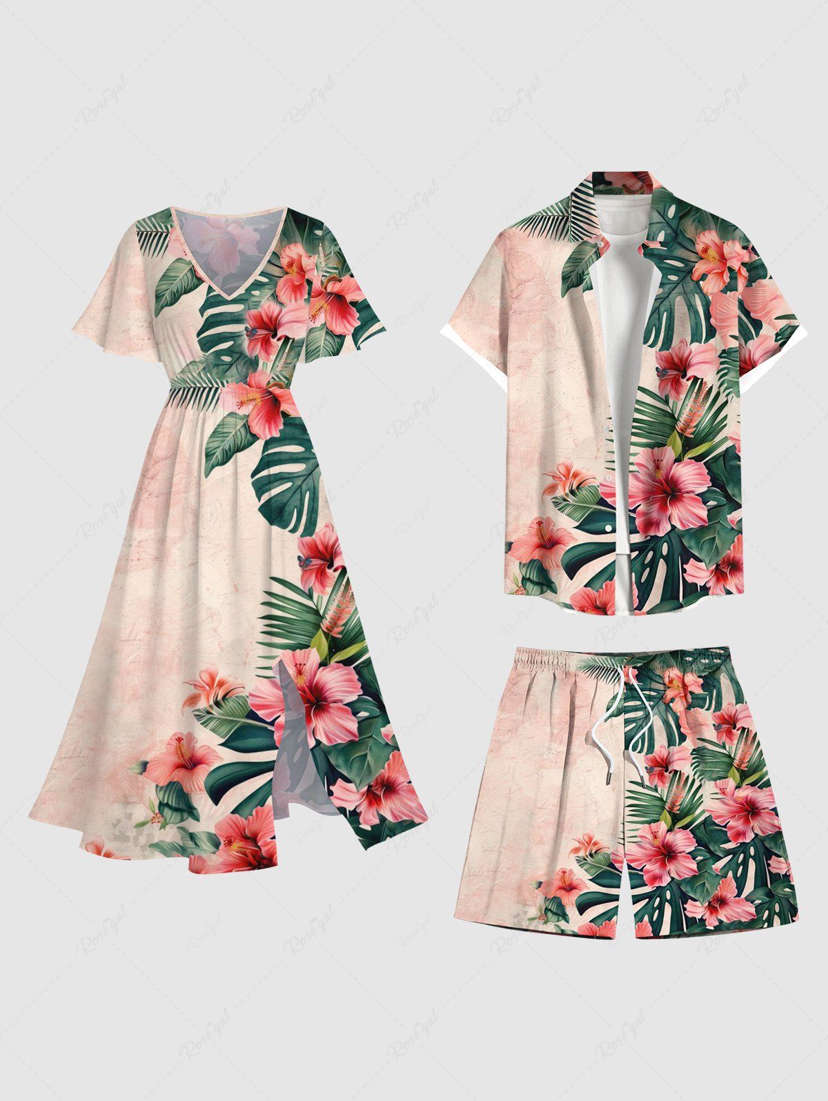 Costume de Plage Grande Taille Imprimé à Fleurs et Feuilles Tropicales Multi-A 
