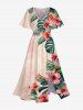 Costume de Plage Grande Taille Imprimé à Fleurs et Feuilles Tropicales - Multi-A 