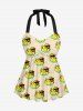 Maillot de Bain Grande Taille Imprimé Canard Contrastant - Beige 