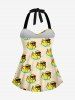 Maillot de Bain Grande Taille Imprimé Canard Contrastant - Beige 