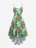 Tropical Leaves Pineapple Parrot Print Plus Size Matching Hawaii Beach Outfit For Couples -  