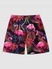Tenue de Plage Trapèze Imprimé à Feuilles Tropicales Grande Taille pour Couples - Rose clair 