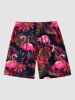 Tenue de Plage Trapèze Imprimé à Feuilles Tropicales Grande Taille pour Couples - Rose clair 