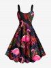 Tenue de Plage Trapèze Imprimé à Feuilles Tropicales Grande Taille pour Couples - Rose clair 