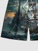Cruise Sailboat Castle Sea Waves Print Plus Size Matching Hawaii Beach Outfit For Couples -  