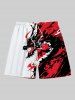 Costume de Plage Grande Taille Imprimé Dragon Peint D'encre - Rouge 