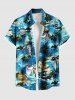 Sharks Sea Waves Ship Flowers Coconut Tree Print Plus Size Matching Hawaii Beach Outfit For Couples -  