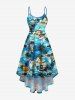 Sharks Sea Waves Ship Flowers Coconut Tree Print Plus Size Matching Hawaii Beach Outfit For Couples -  