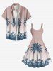 Robe Débardeur Hawaïen Ombrée Cocotier Imprimé de Grande Taille - Rose clair XXS