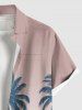 Plus Size Coconut Tree Ombre Print Buttons Pocket Hawaii Shirt For Men -  