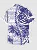 Plus Size Coconut Tree Tropical Leaf Print Buttons Pocket Hawaii Shirt For Men -  