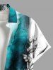 Plus Size Flower Leaf Ombre Colorblock Paint Drop Print Buttons Pocket Hawaii Shirt For Men -  