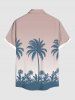 Plus Size Coconut Tree Ombre Print Buttons Pocket Hawaii Shirt For Men -  