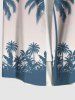Plus Size Coconut Tree Ombre Print Buttons Pocket Hawaii Shirt For Men -  