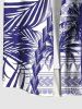 Plus Size Coconut Tree Tropical Leaf Print Buttons Pocket Hawaii Shirt For Men -  