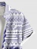 Plus Size Coconut Tree Tropical Leaf Print Buttons Pocket Hawaii Shirt For Men -  