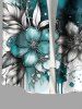 Plus Size Flower Leaf Ombre Colorblock Paint Drop Print Buttons Pocket Hawaii Shirt For Men -  