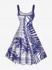Plus Size Coconut Tree Tropical Leaf Print Hawaii Tank Dress -  