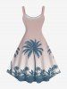 Plus Size Coconut Tree Ombre Print Hawaii Tank Dress -  