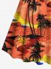 Coconut Tree Floral Sea Beach Print Hawaii Twist Halter Backless Tankini Top -  