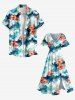 Plus Size Floral Ombre Sea Waves Print Hawaii Split Pocket A Line Midi Dress -  