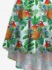 Robe Asymétrique à Bretelle Perroquet et Ananas Imprimé de Grande Taille - Vert S