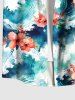 Plus Size Floral Ombre Sea Waves Print Hawaii Button Pocket Shirt For Men -  